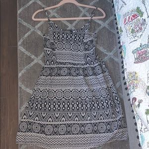 Black and white floral print midi dress